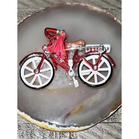 Napier Bicycle Brooch Bike Red Retro Bike Brooch Articulated Movement - Picture 3 of 7